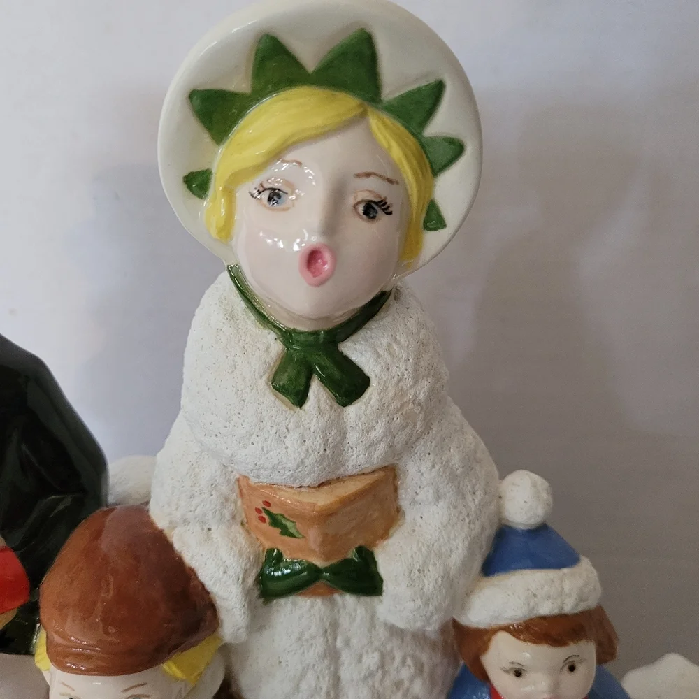 Vintage Victorian Christmas Carolers Family Handpainted Xmas Home Decor